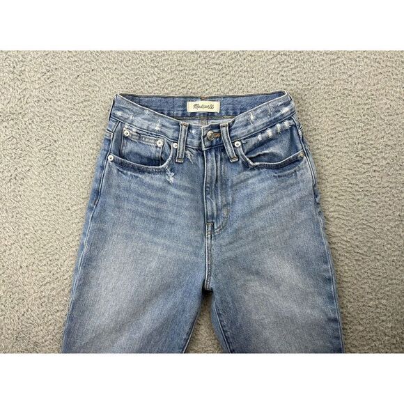 Madewell The Mom Jean Womens 23 Tall Light Wash Blue Distressed Denim High Rise - Picture 6 of 14
